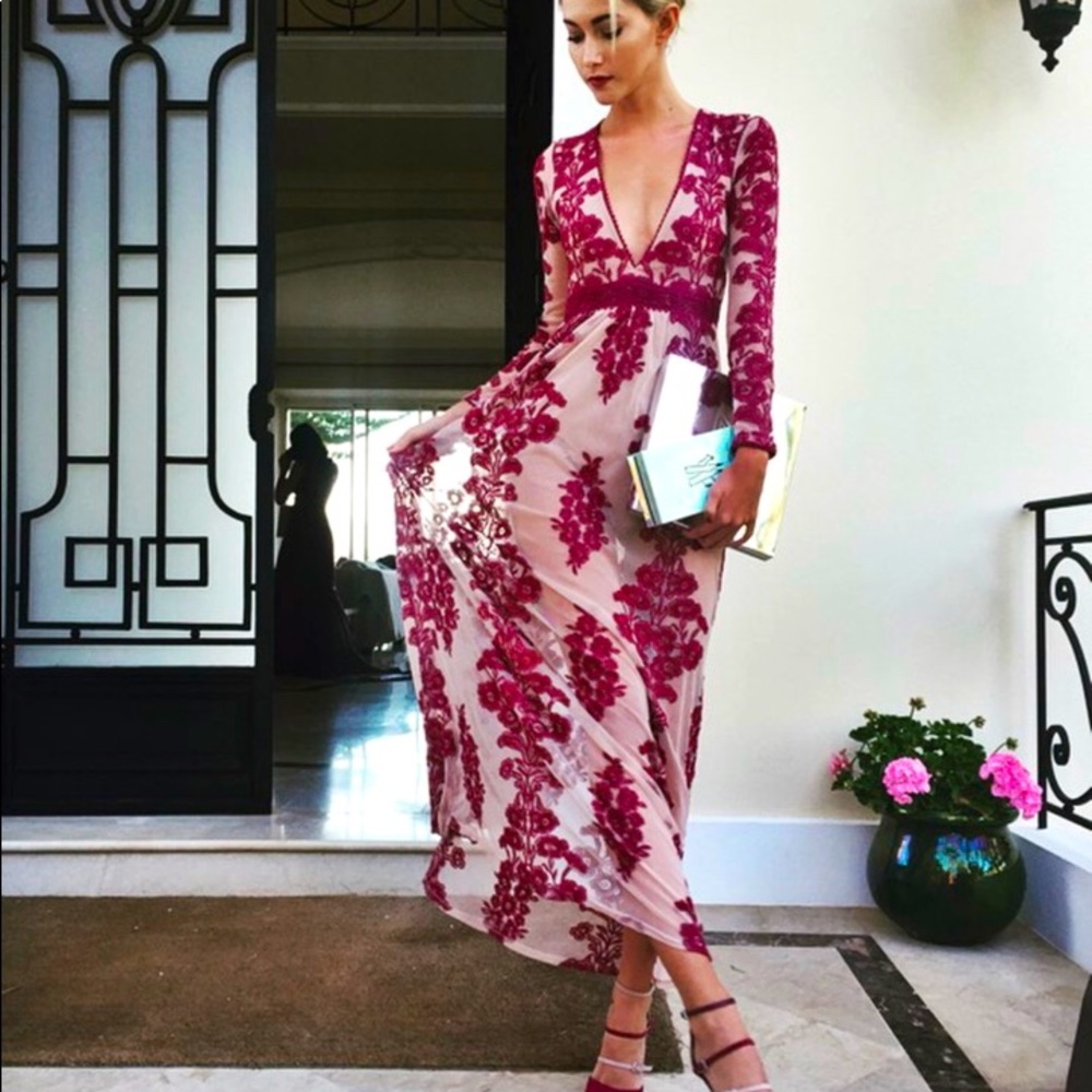 For Love & Lemons Temecula Maxi Dress Wine XS